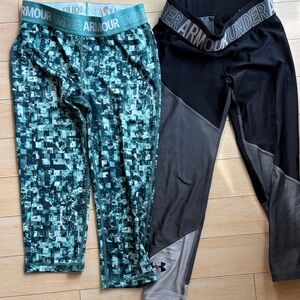 Under Armour Capri Leggings Set - Green and Black sz Small